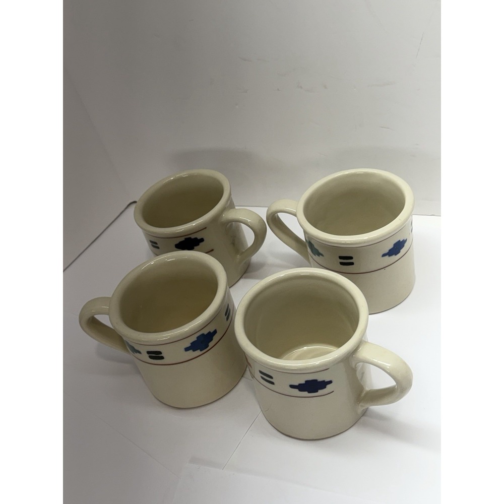 Hartstone USACheyenne Handpainted Stoneware Coffee Mugs Set of 4 VTG Western Ran - Picture 3 of 11